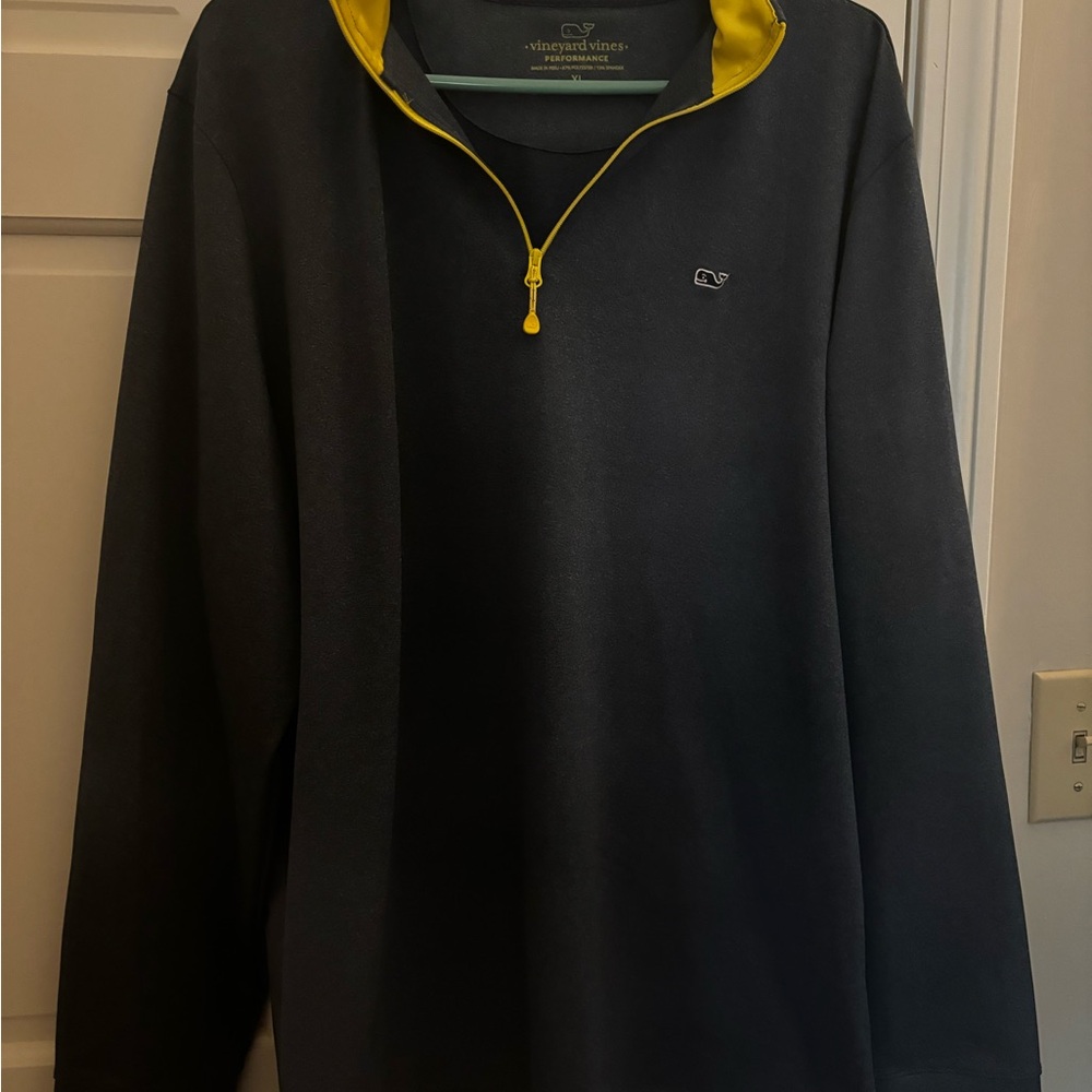 Vineyard Vines Gray and Yellow Zip Up Sweater